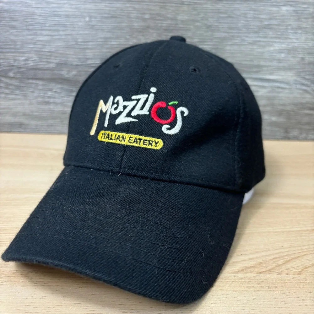 Mazzios Italian Eatery Hat Cap‎ Fitted L-XL Black Flexfit Baseball Cap